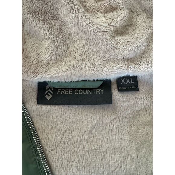 Free Country Women's Windbreaker Jacket 2XL Green Faux Fur Lined Hooded - Picture 8 of 13